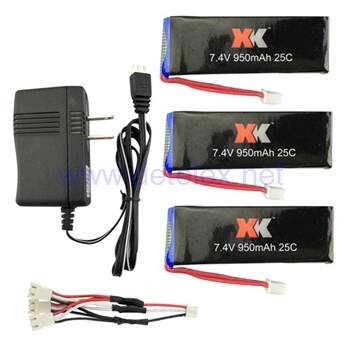 XK-X251 whirlwind drone spare parts 1 to 3 charger wire + charger + 3pcs battery set